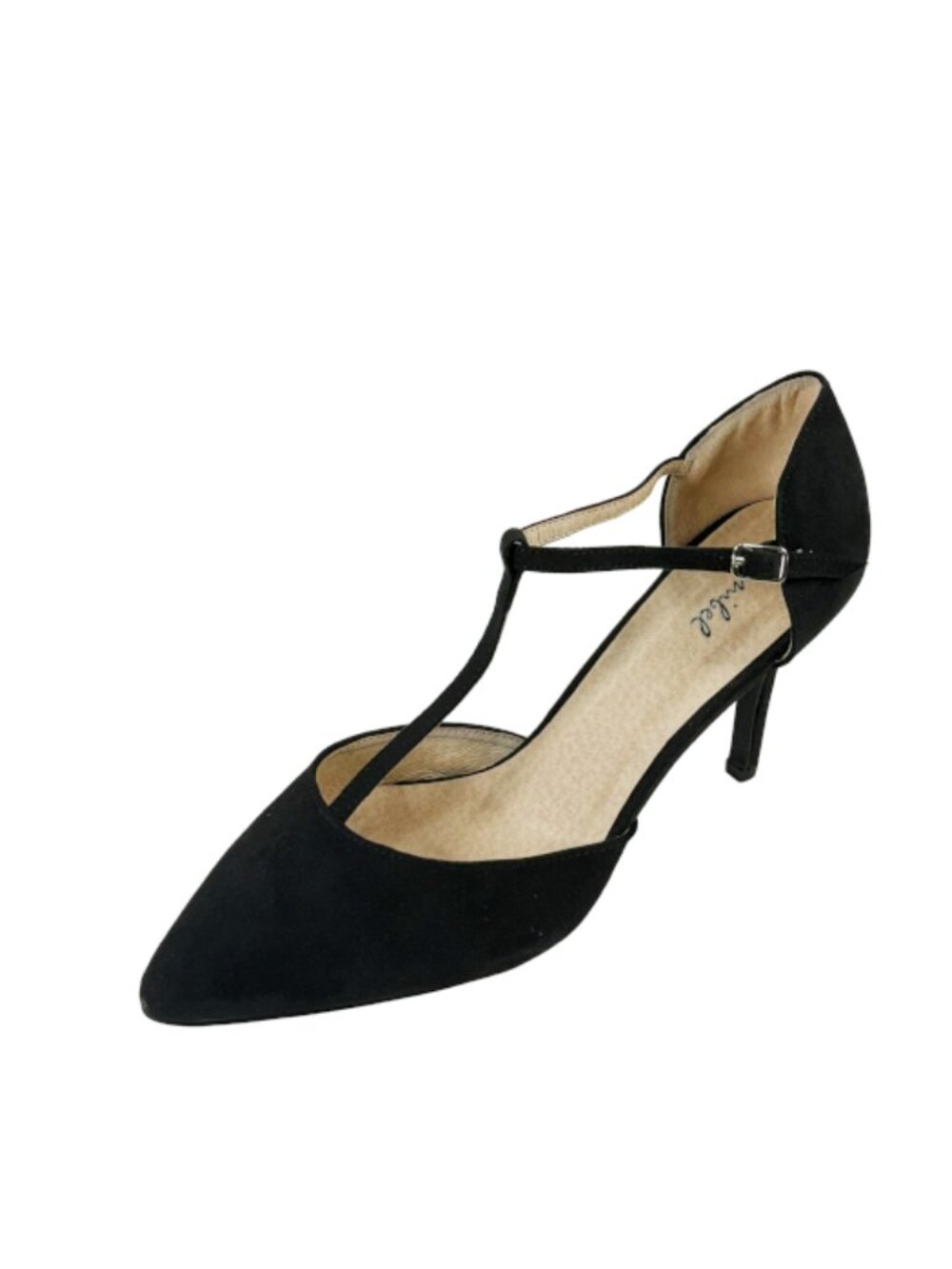 Bonnibel Karla-2 Women's Black Pointed Toe T-Strap Heels